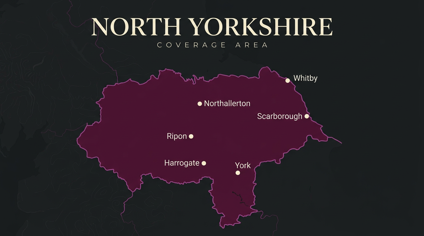 Map showing LB Scaffolding Ltd's coverage across North Yorkshire